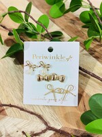 Periwinkle Gold Bow Trio Earrings