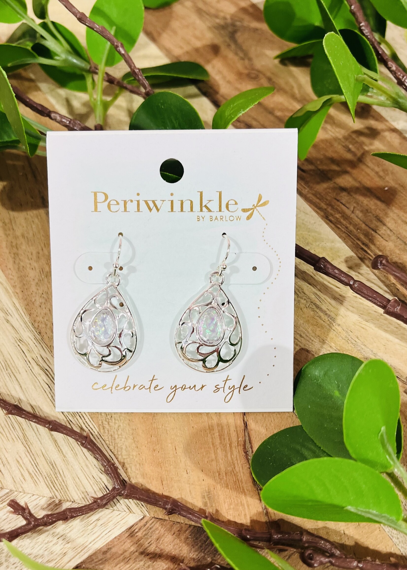 Silver Dangle with Aqua Crystal