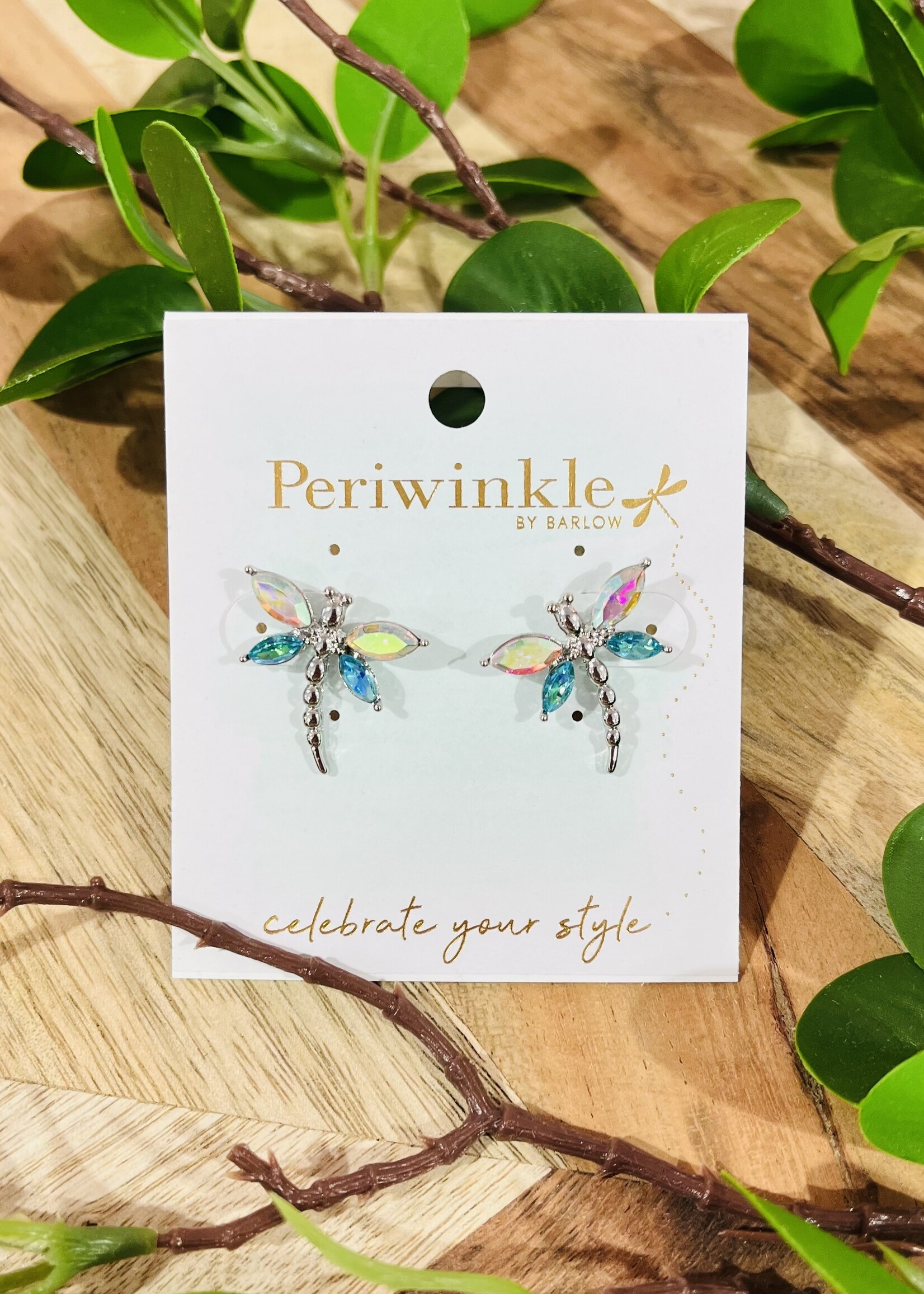Aqua Crystal Dragonfly Earrings