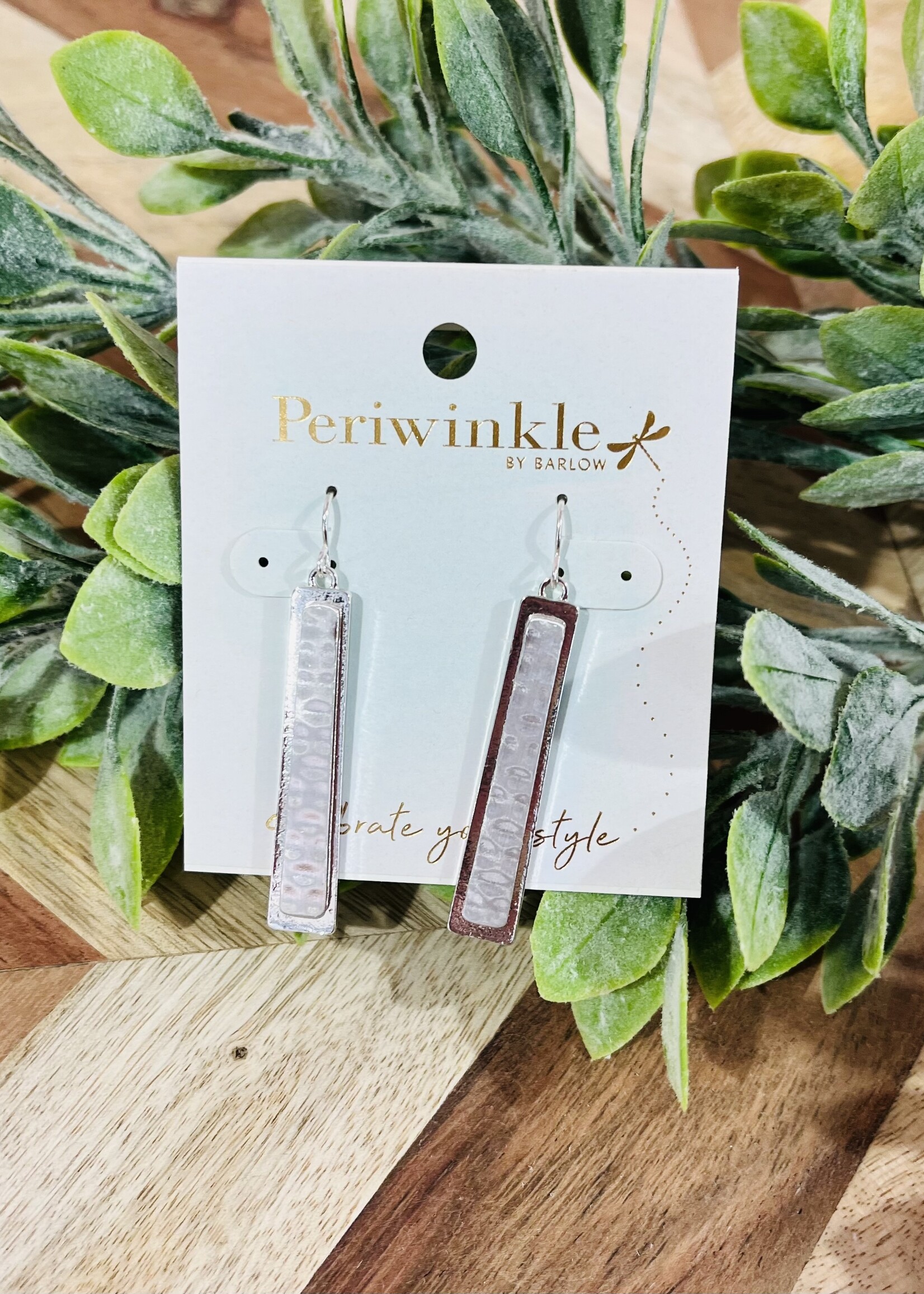 Periwinkle Hammered Rectangle Earrings