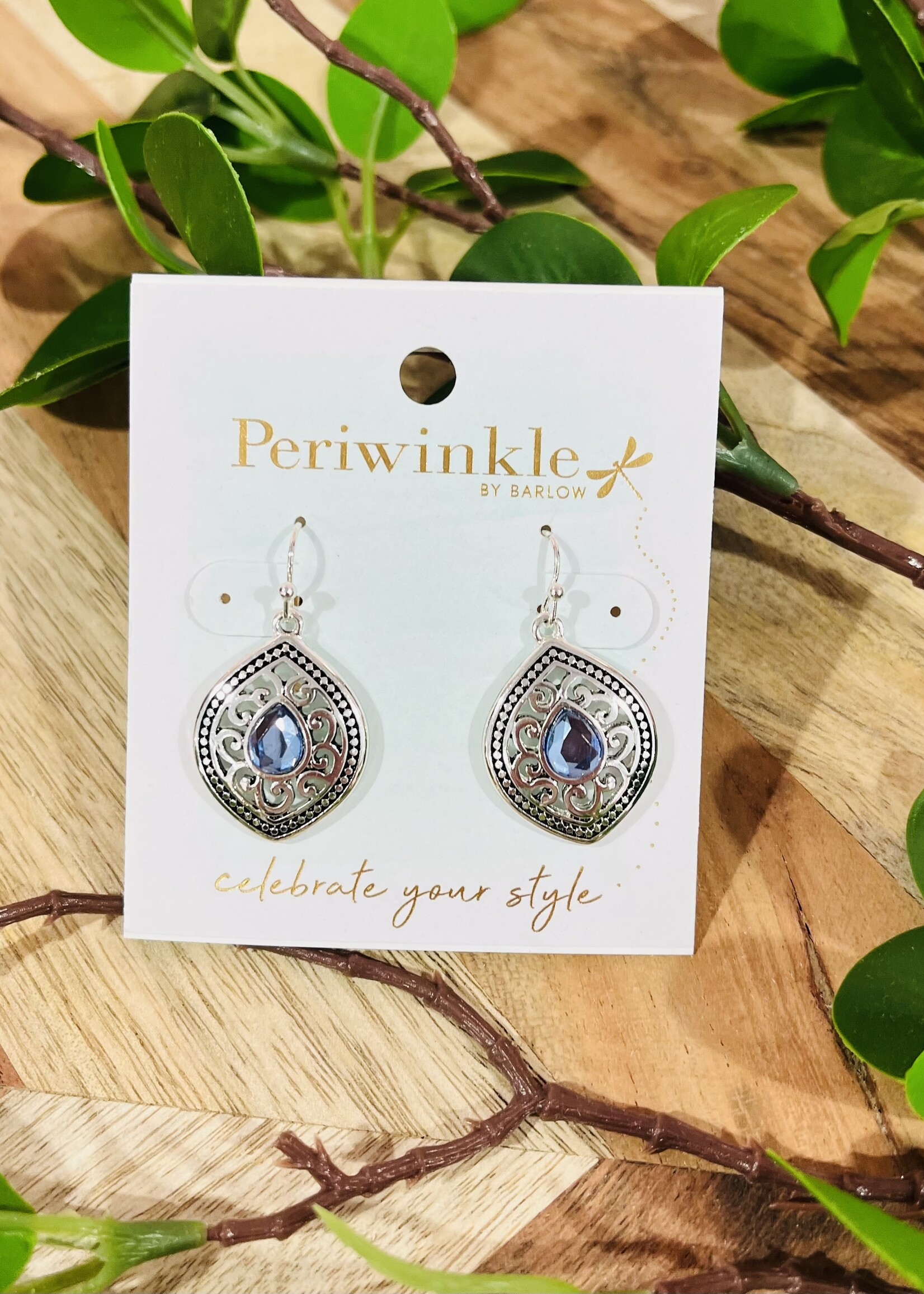 Periwinkle Filigree with French Blue Earrings