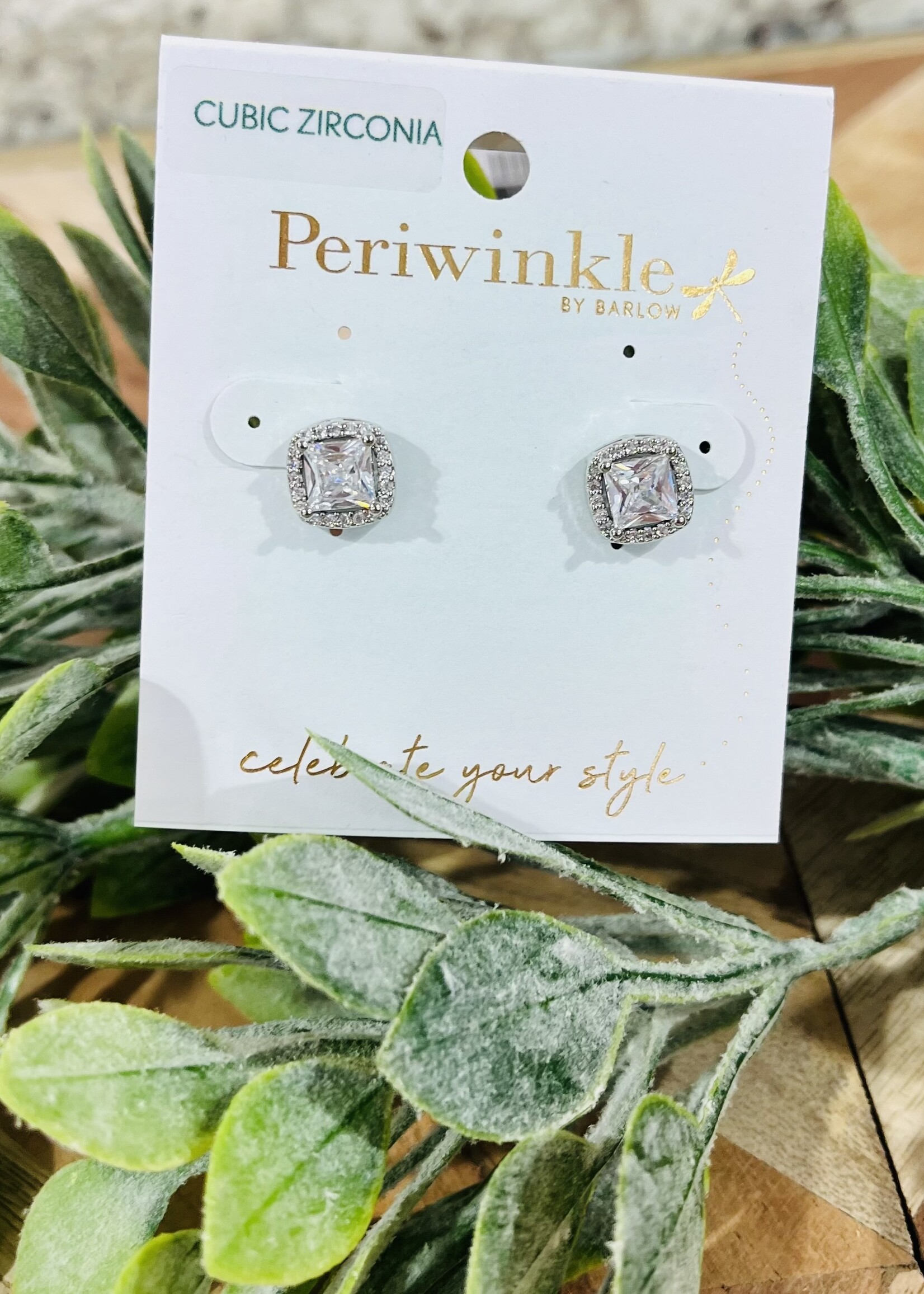 Periwinkle Silver Sparkling Stud Earrings