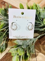 Periwinkle Silver Ball Huggie Earrings