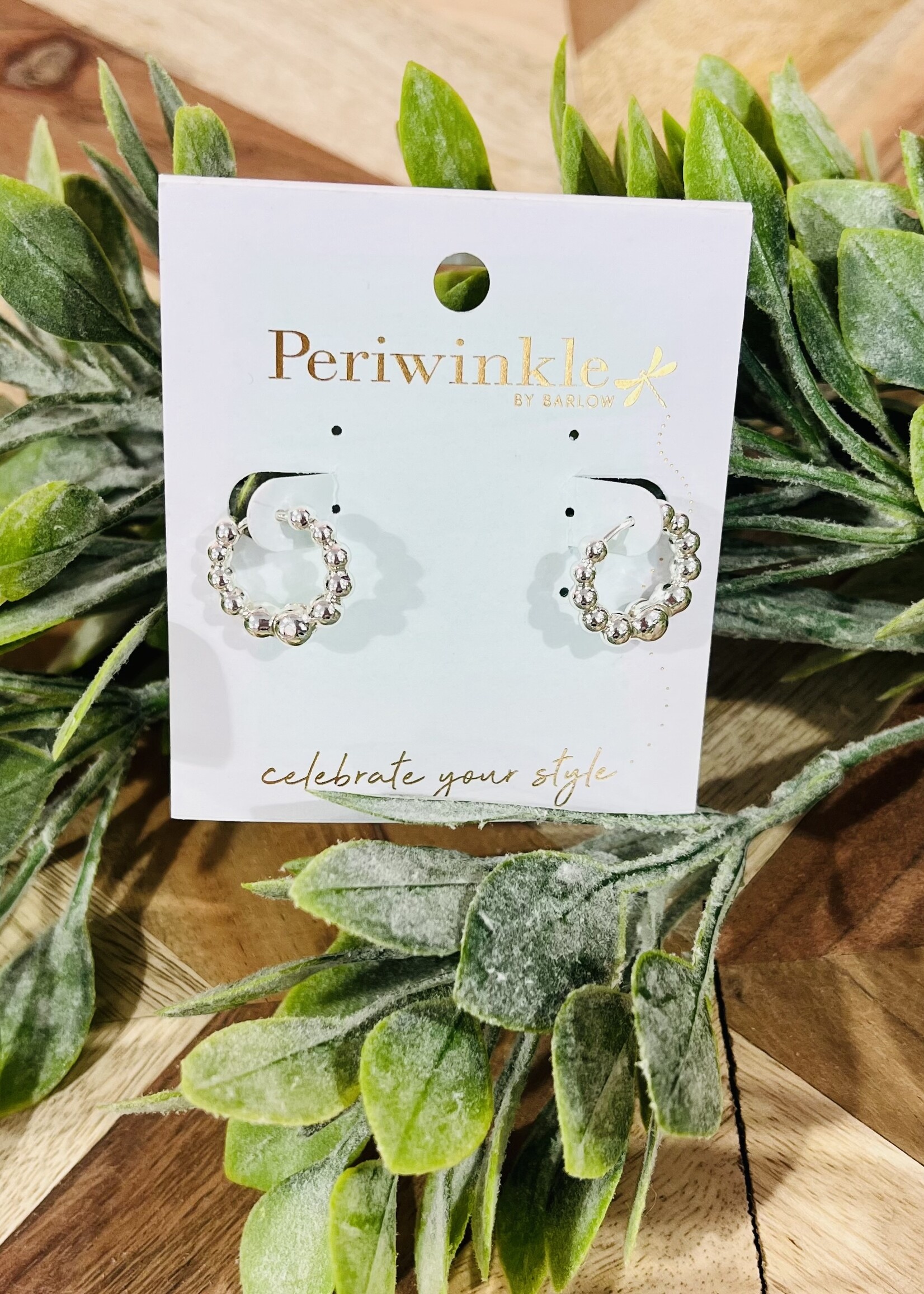 Periwinkle Silver Ball Huggie Earrings