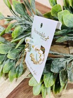 Periwinkle White Clover Hoop Earrings