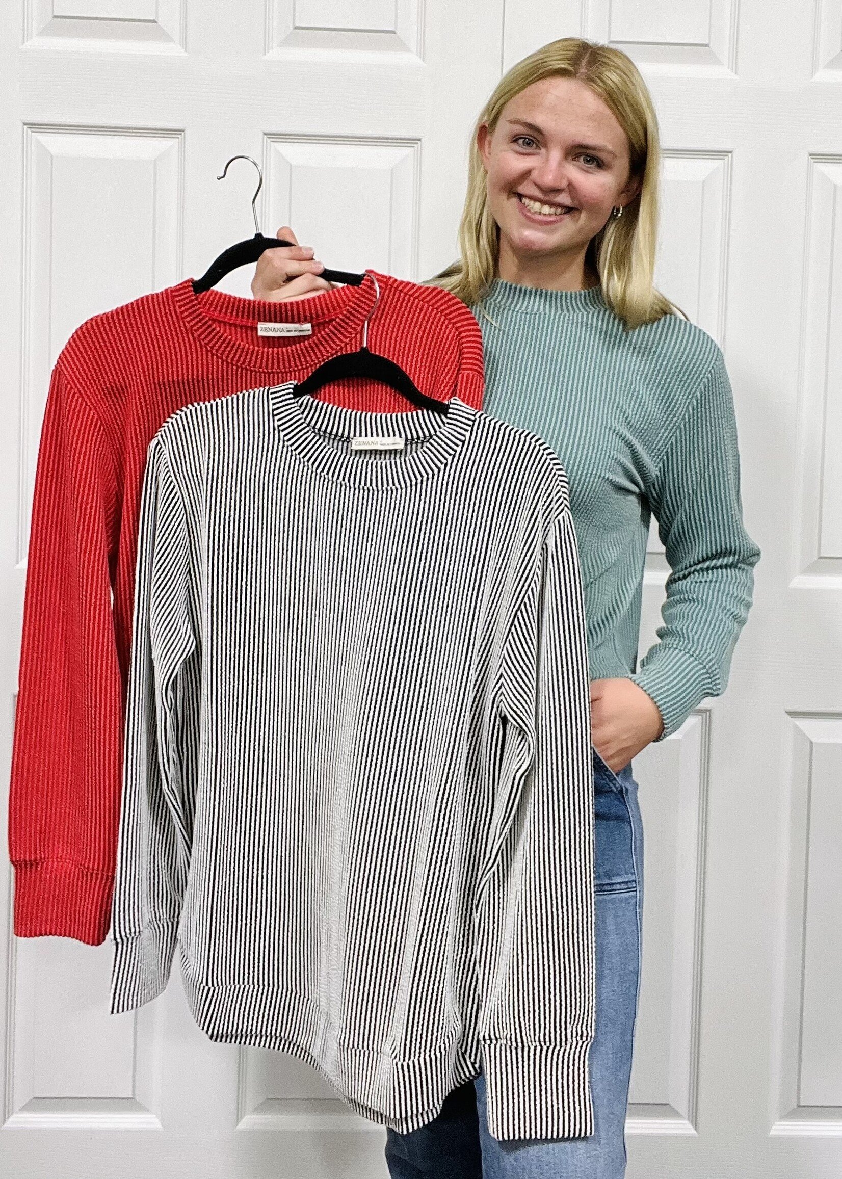 Zenana Ribbed Rounded Hem Top