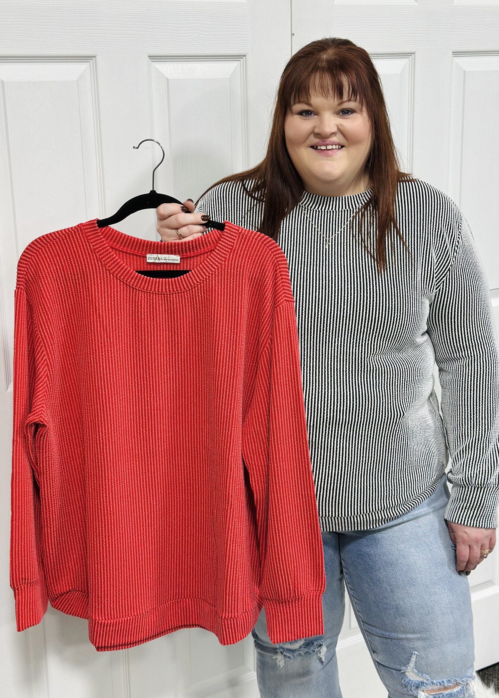 Zenana Ribbed Rounded Hem Top