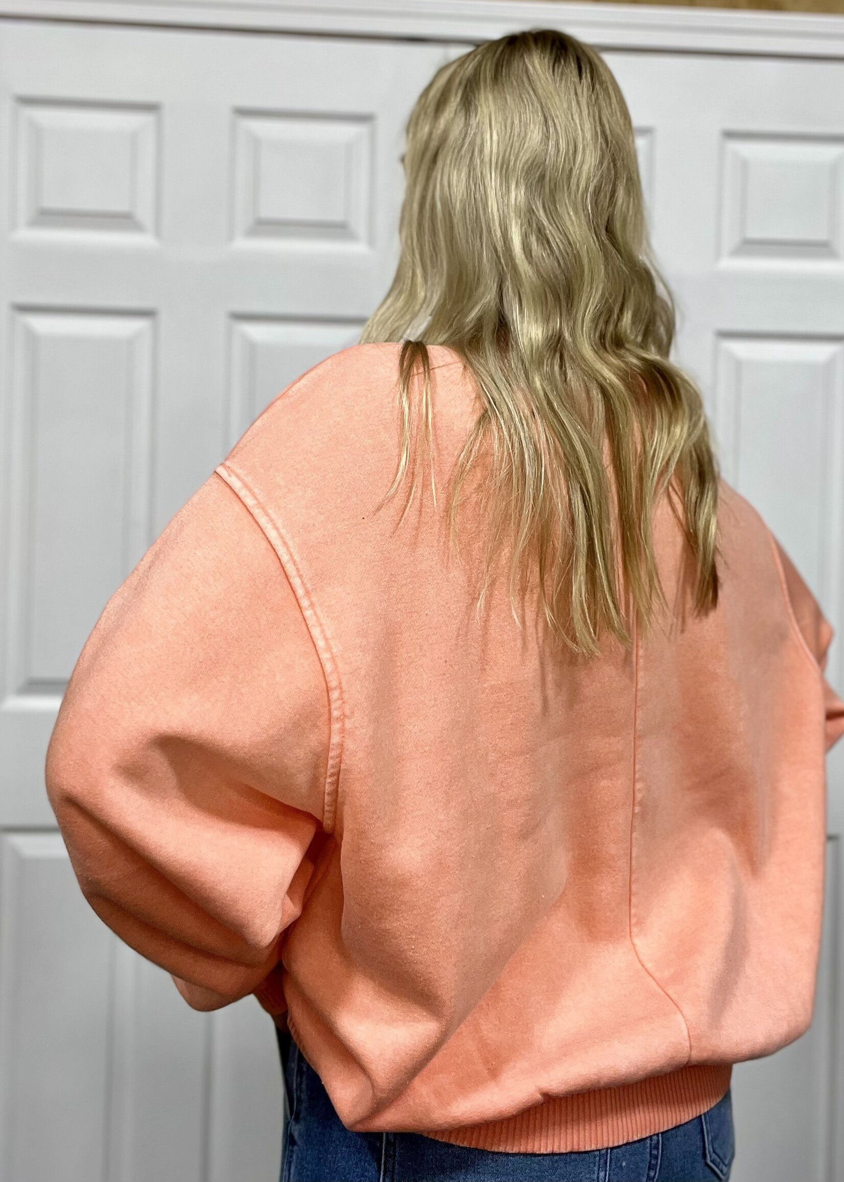 Zenana Acid Wash Split Neck Pullover