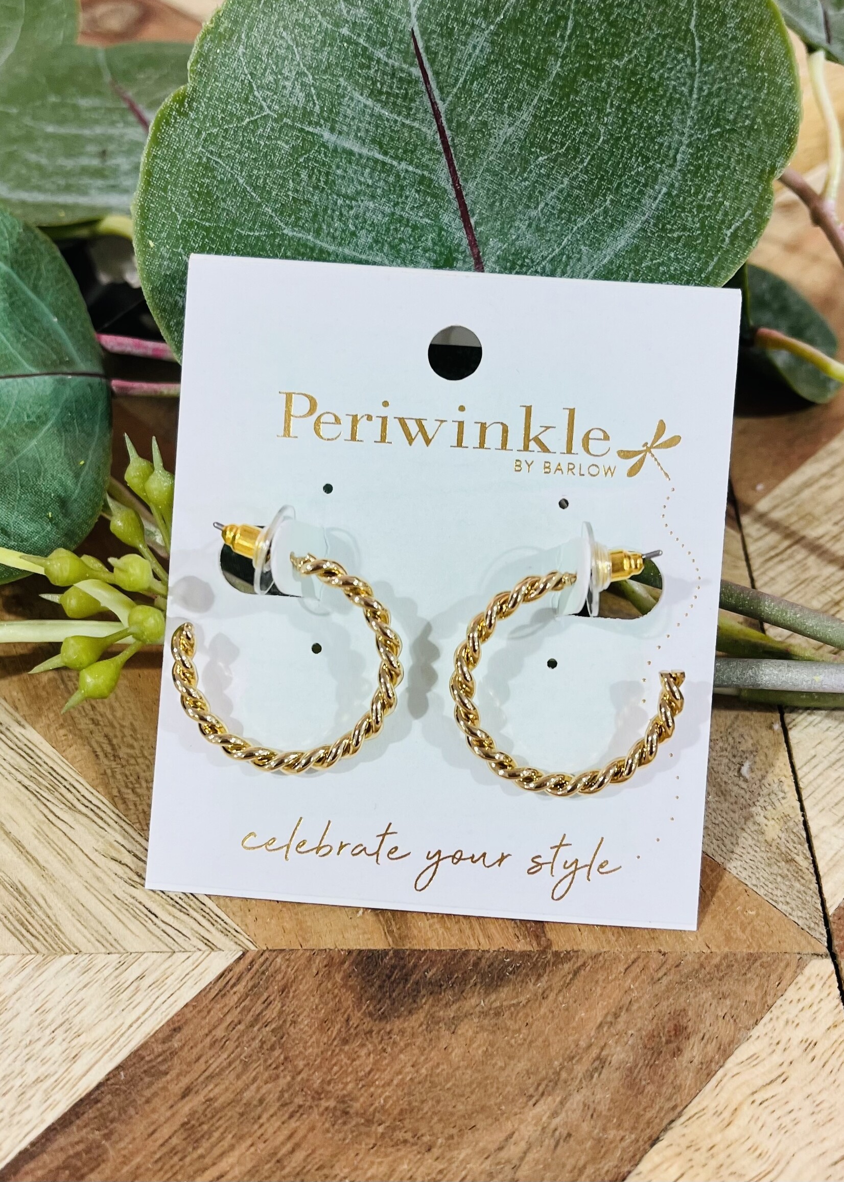 Periwinkle Gold Twisted Hoop Earrings
