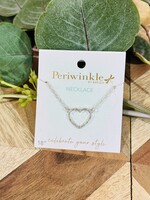 Periwinkle Silver Crystal Open Heart Necklace