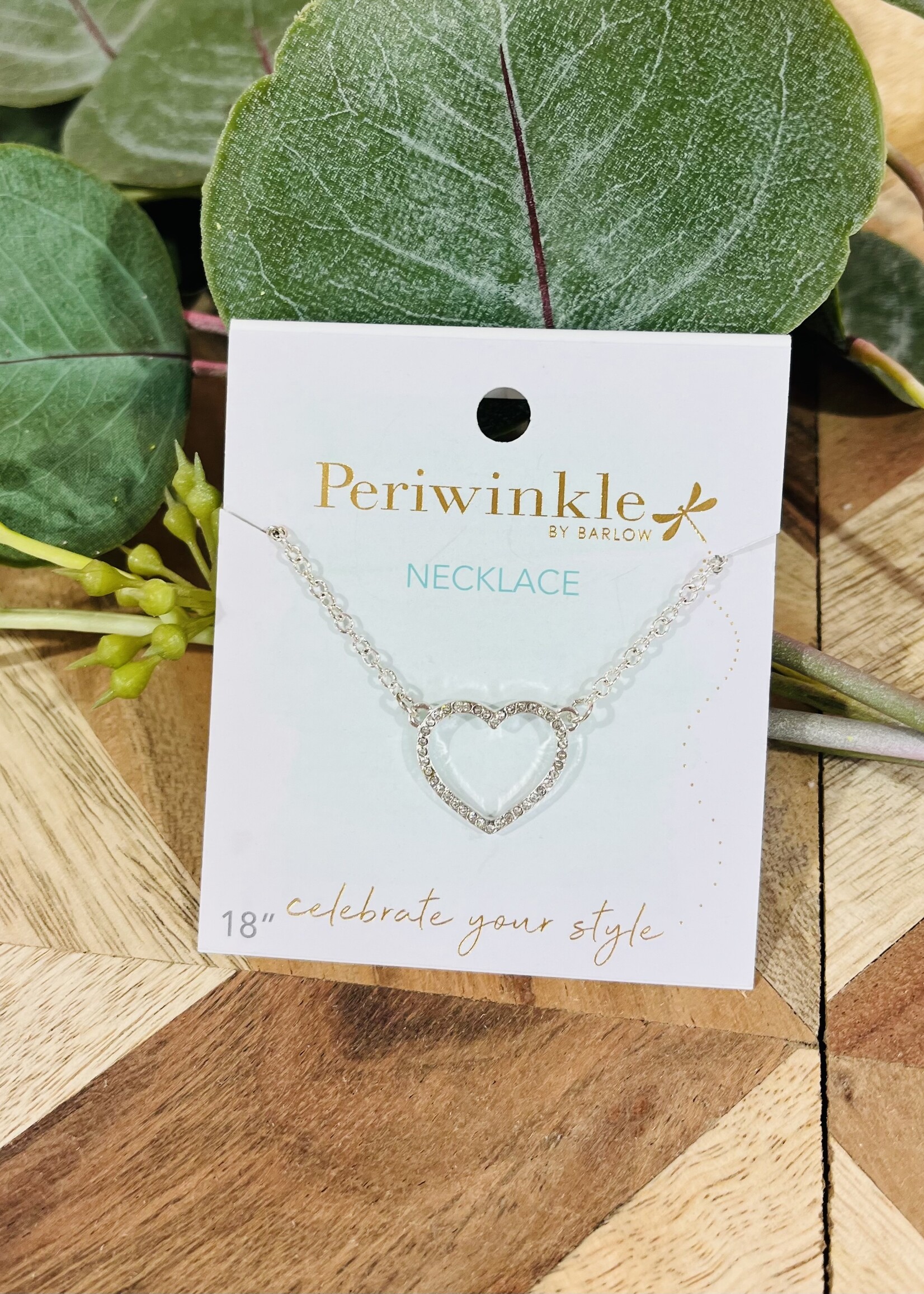 Periwinkle Silver Crystal Open Heart Necklace