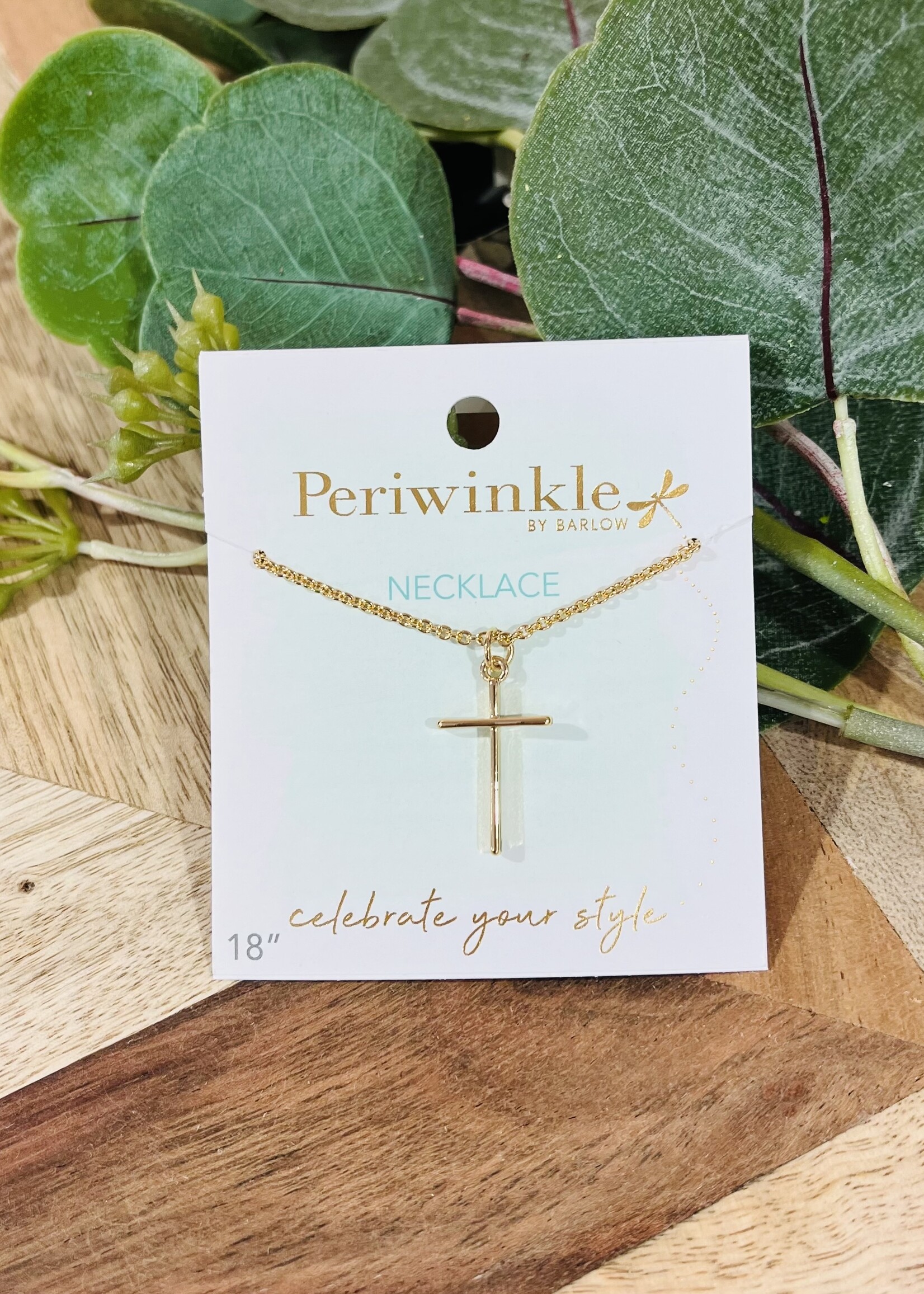 Periwinkle Gold Cross Necklace