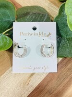 Periwinkle Crystal Hinged Hoop Huggie Earrings