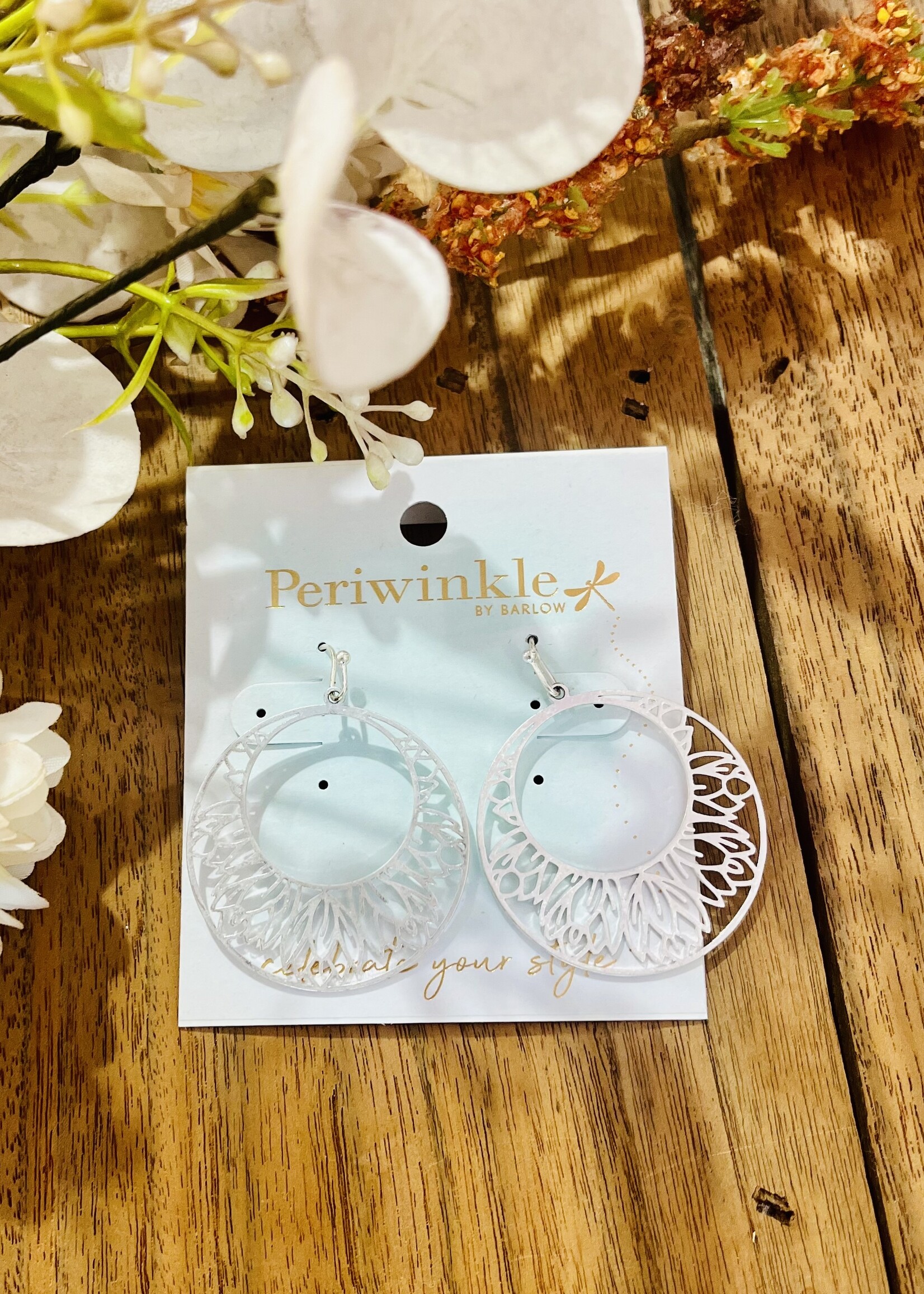 Periwinkle Silver Lotus Hoops