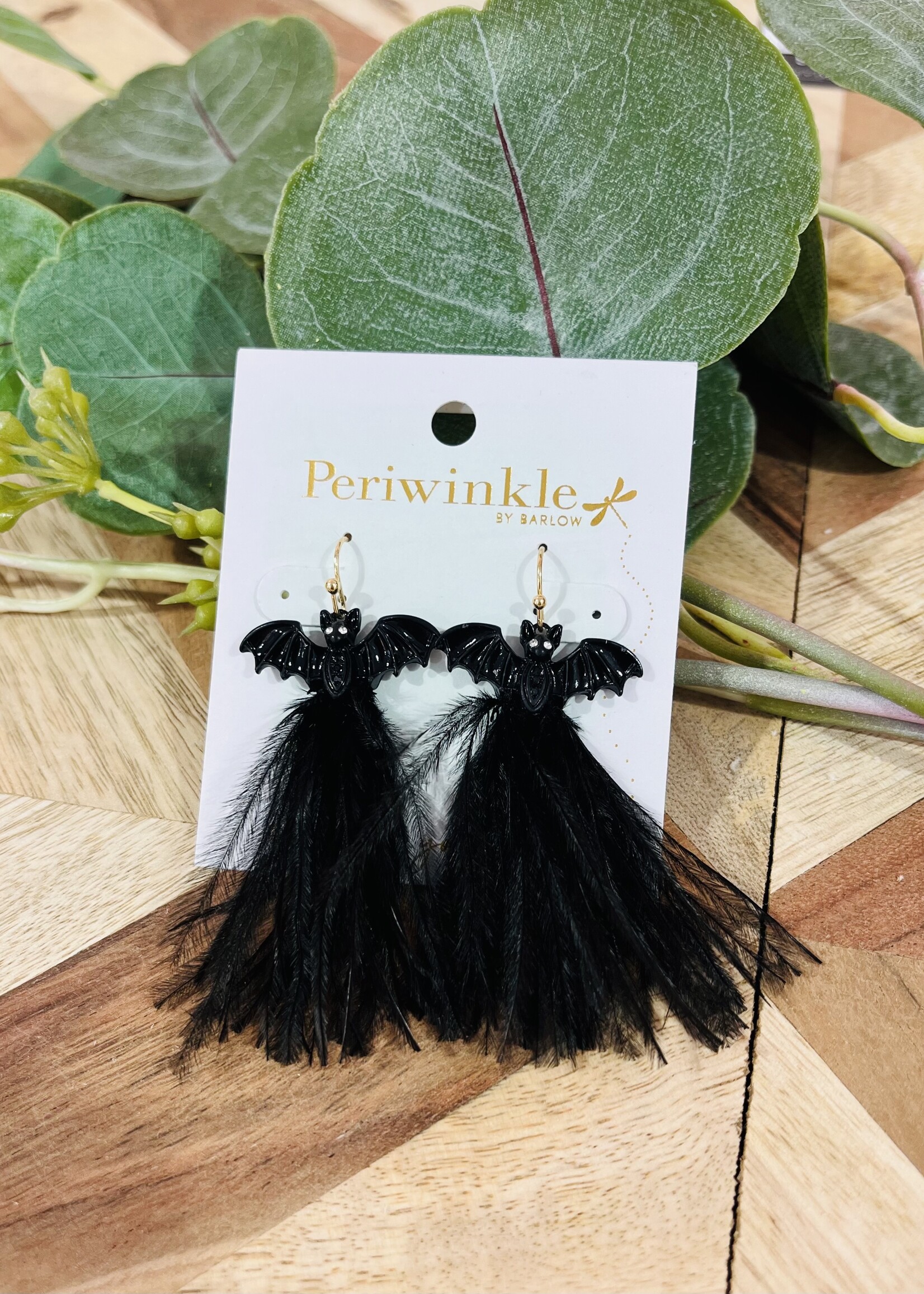 Periwinkle Feathered Bat Earrings