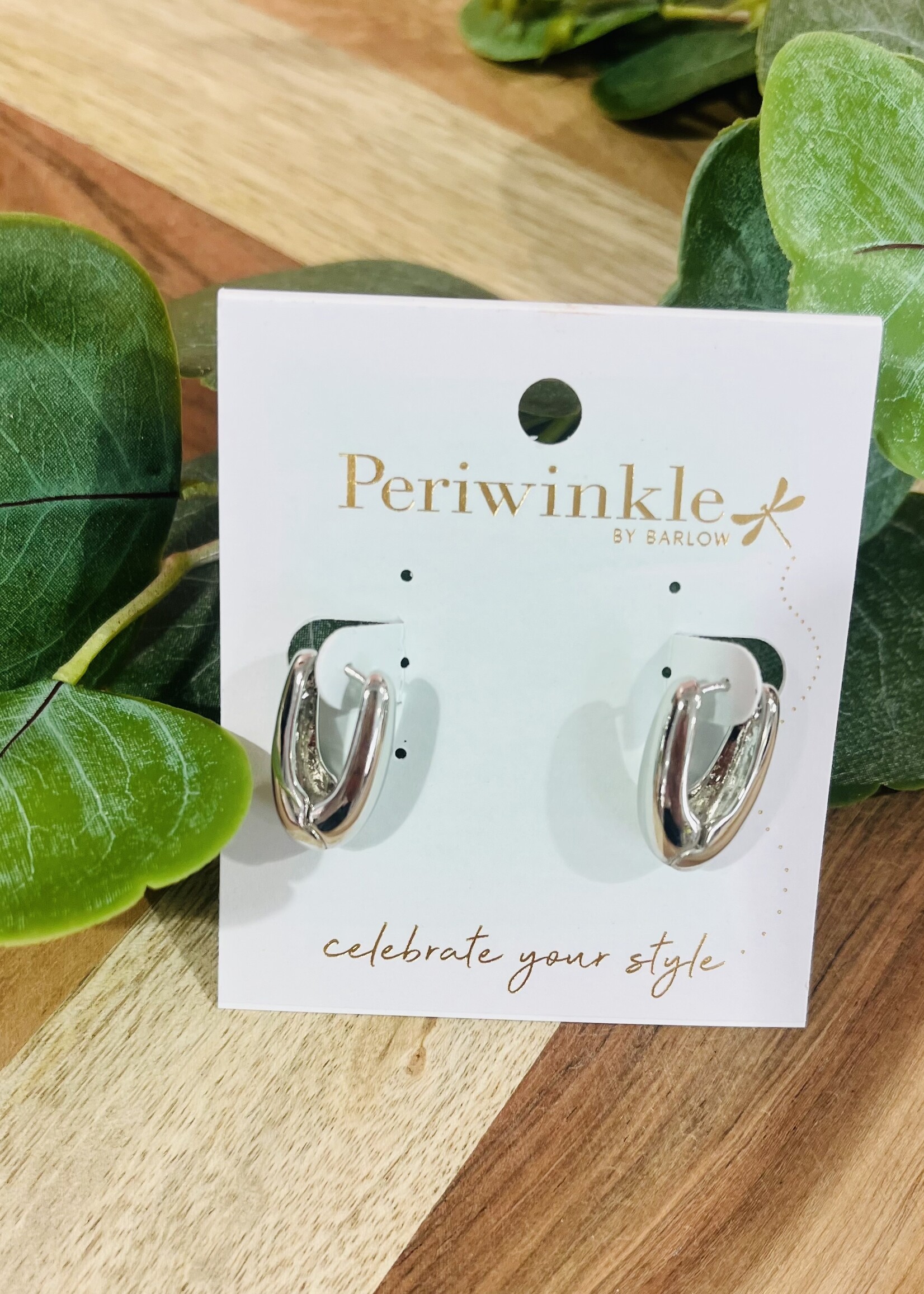 Periwinkle Silver Huggie Earrings