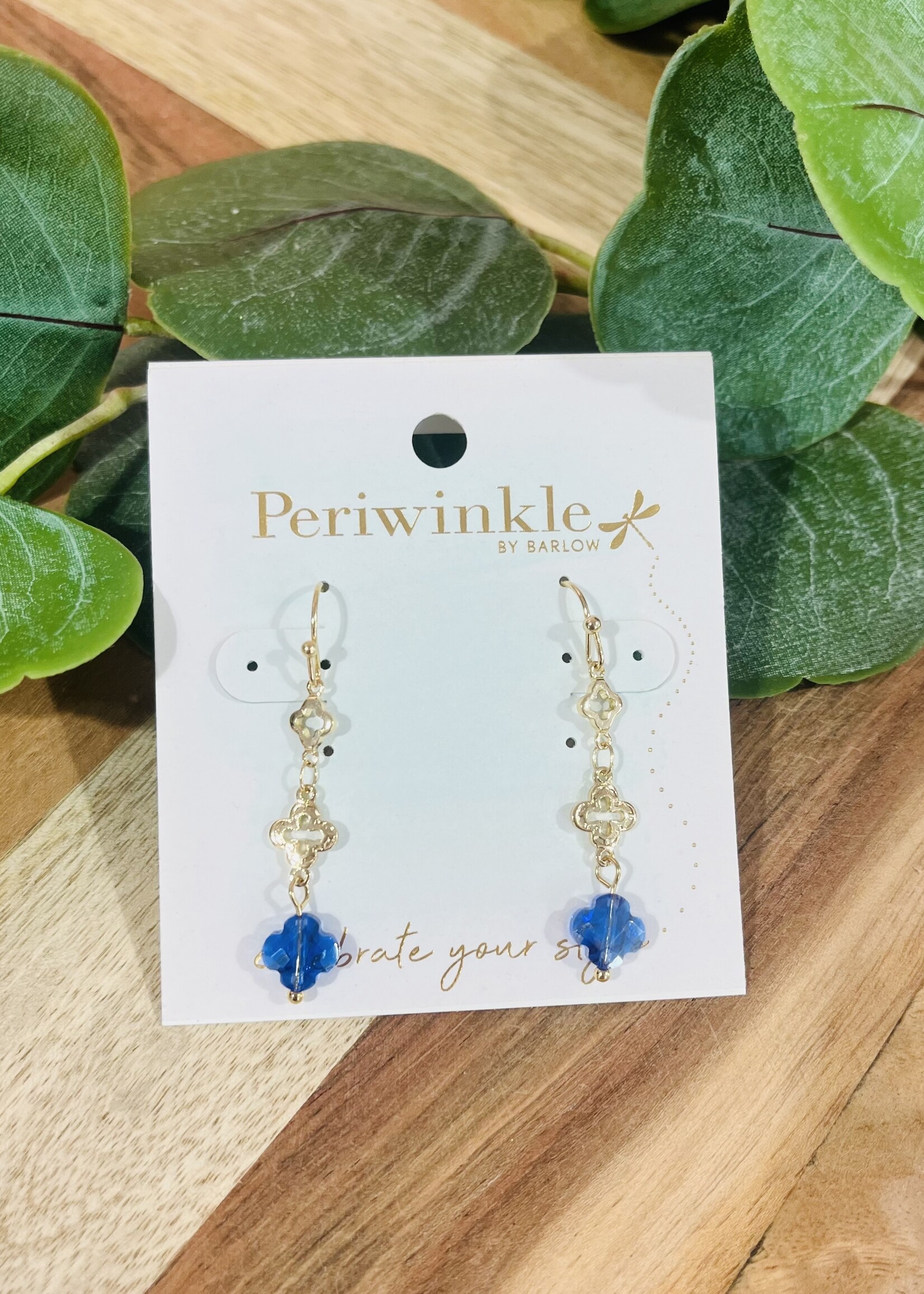 Periwinkle Blue Clover Dangle Earrings