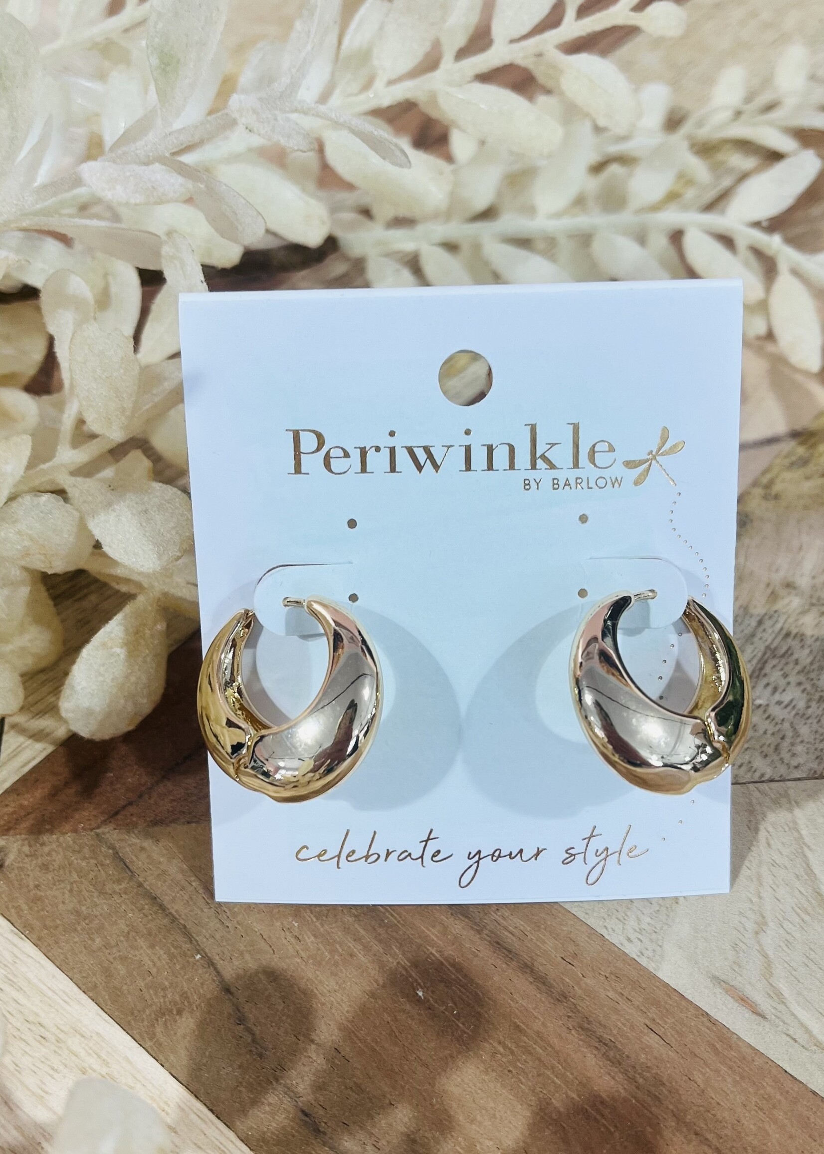 Periwinkle Gold Polished Huggie Hoop Earrings