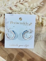 Periwinkle Denim Blue Faceted Crystal Hoops
