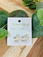 Periwinkle Flower/Pearl Earring Duo