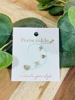 Periwinkle Heart/Cross Stud Earring Set
