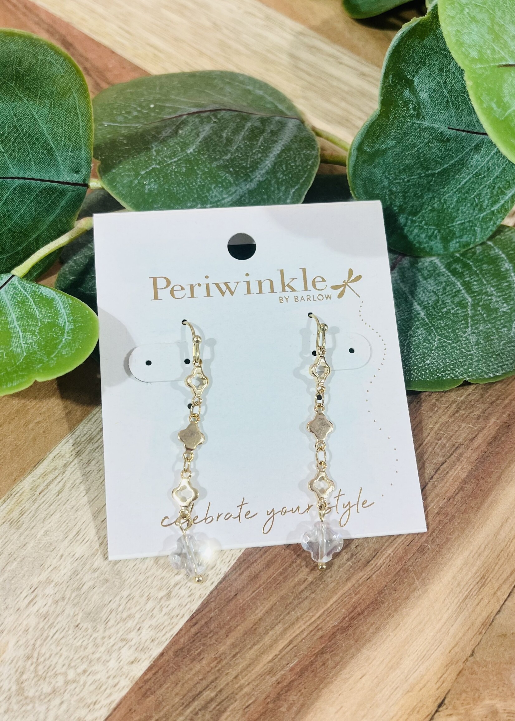 Periwinkle Gold Clover Drop Earrings