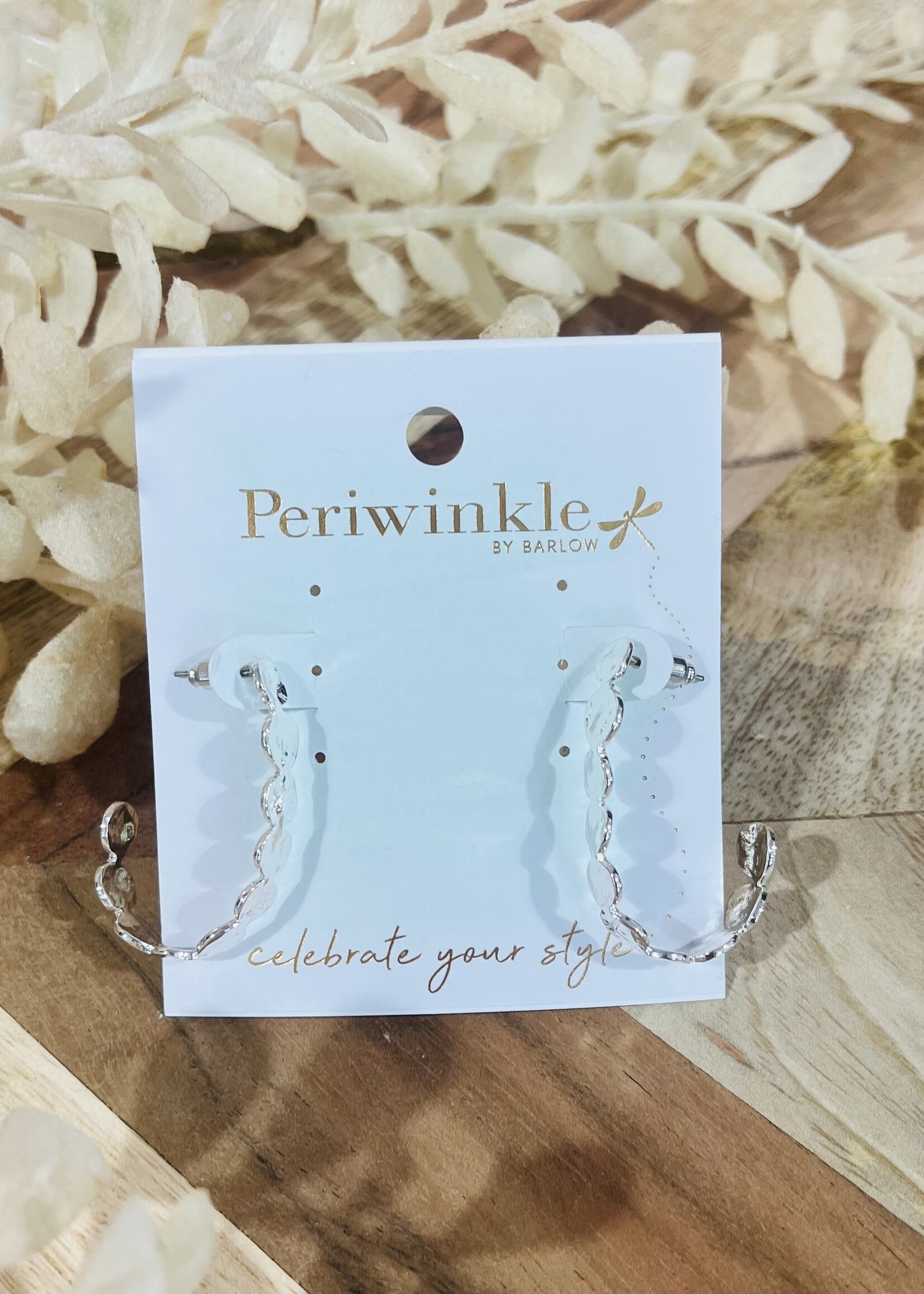 Periwinkle Silver Dotted Hoop Earrings