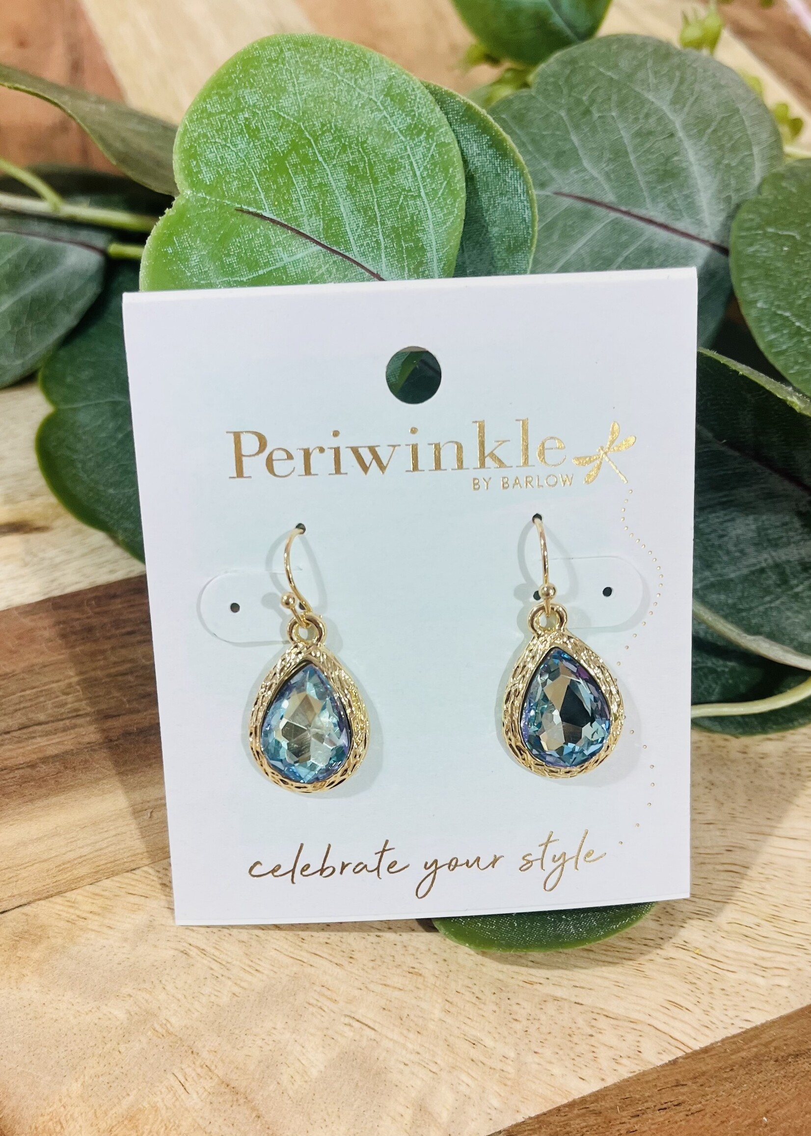 Periwinkle Faceted Aqua Teardrop Earrings