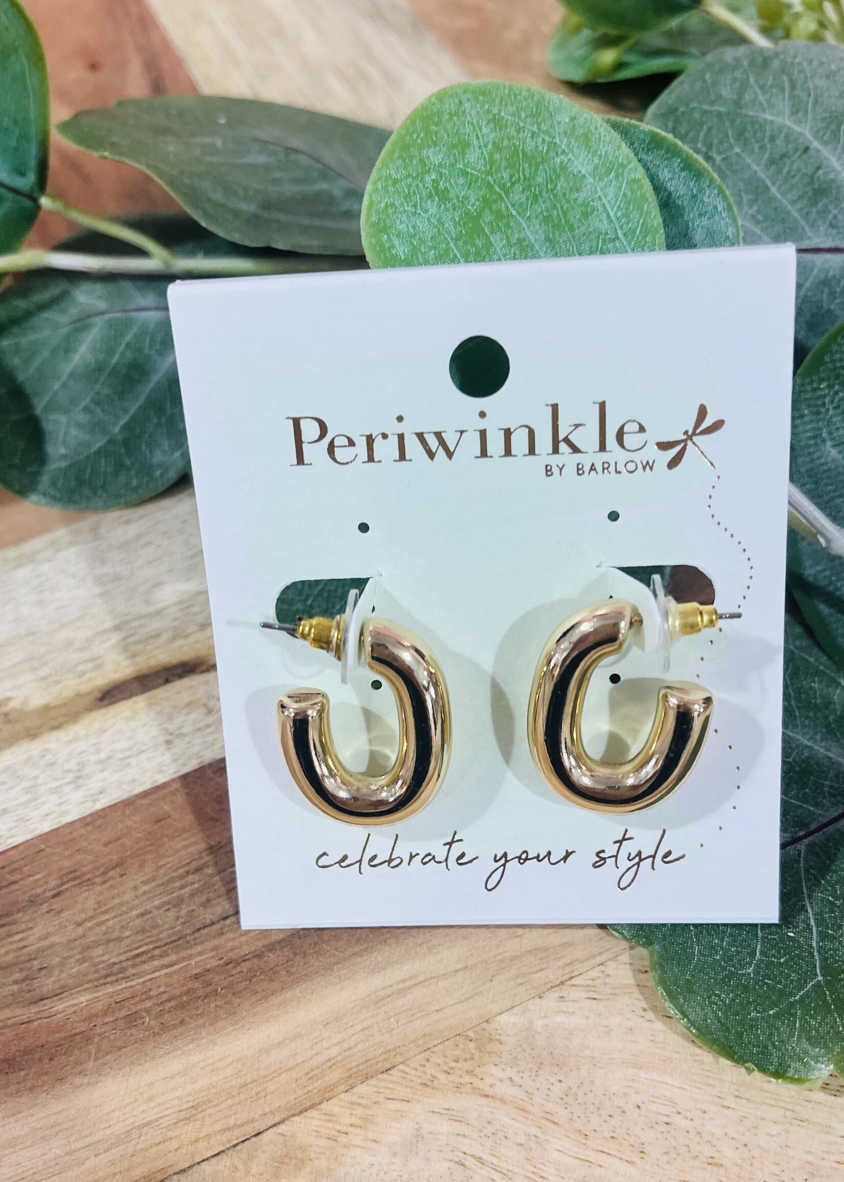 Periwinkle Gold Hoops