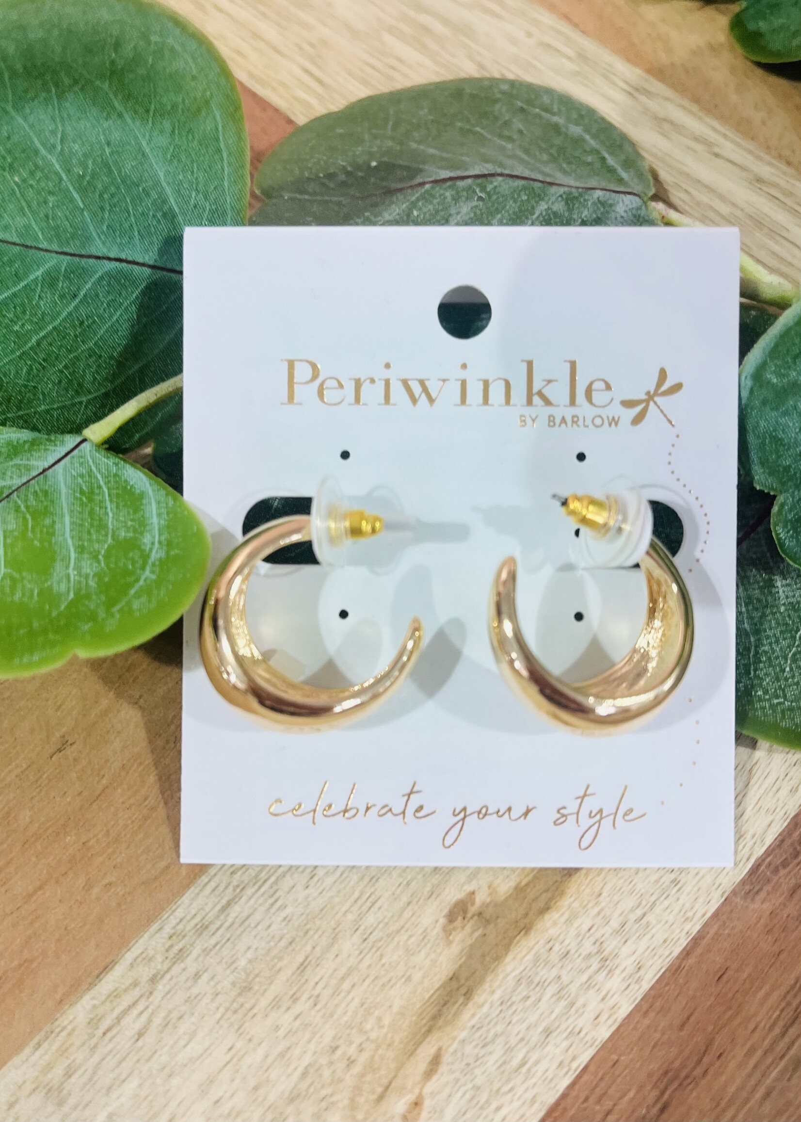 Periwinkle Polished Gold Hoops