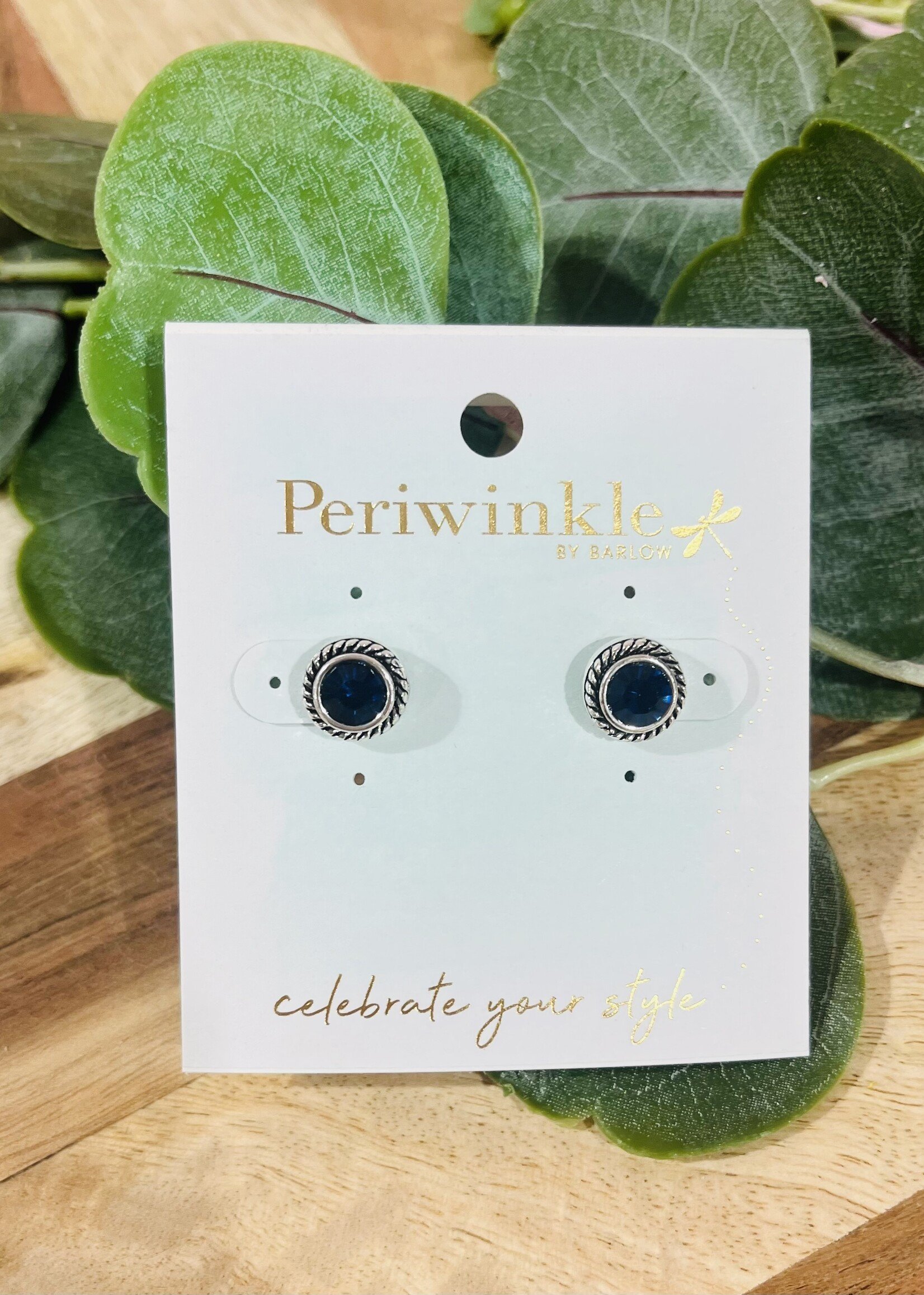 Periwinkle Silver Crystal Rope Stud Earrings