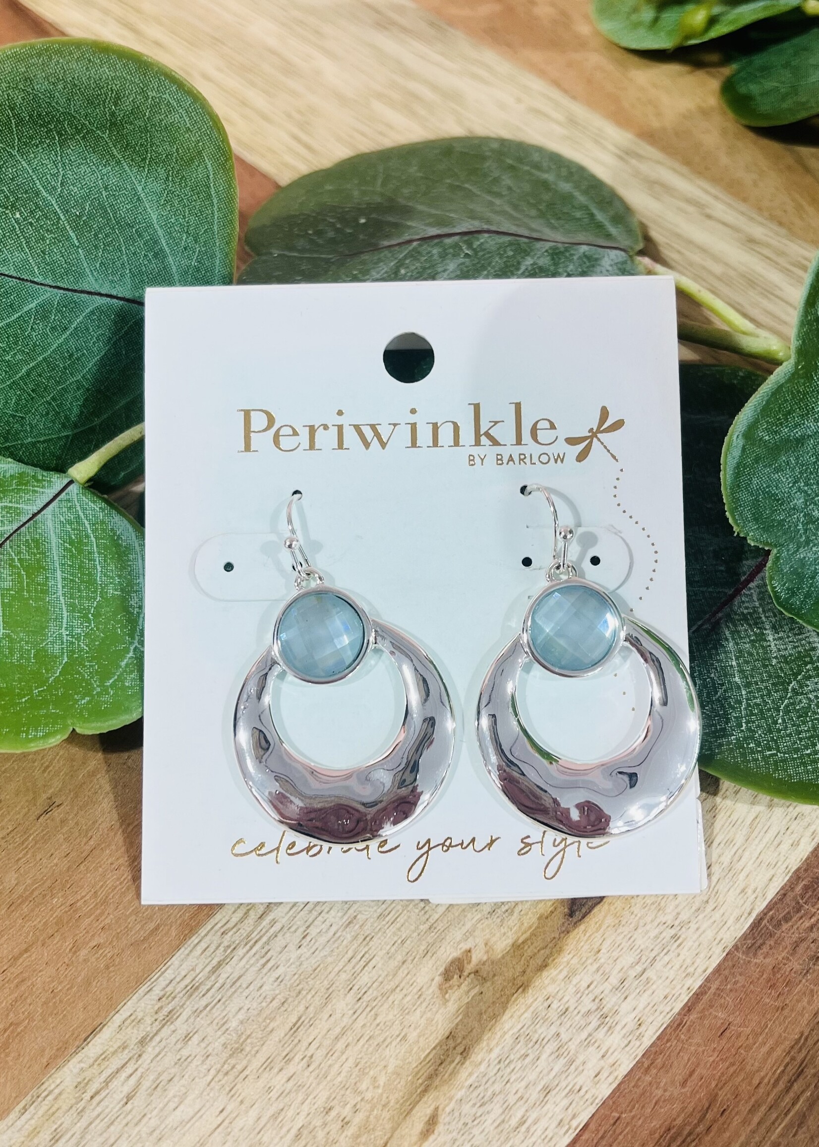 Periwinkle Aqua Dangle Hoop Earrings