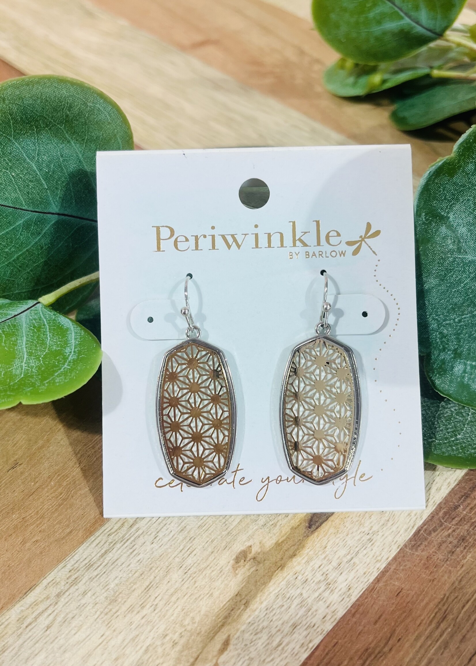Periwinkle 2 Tone Filigree Oval Earrings
