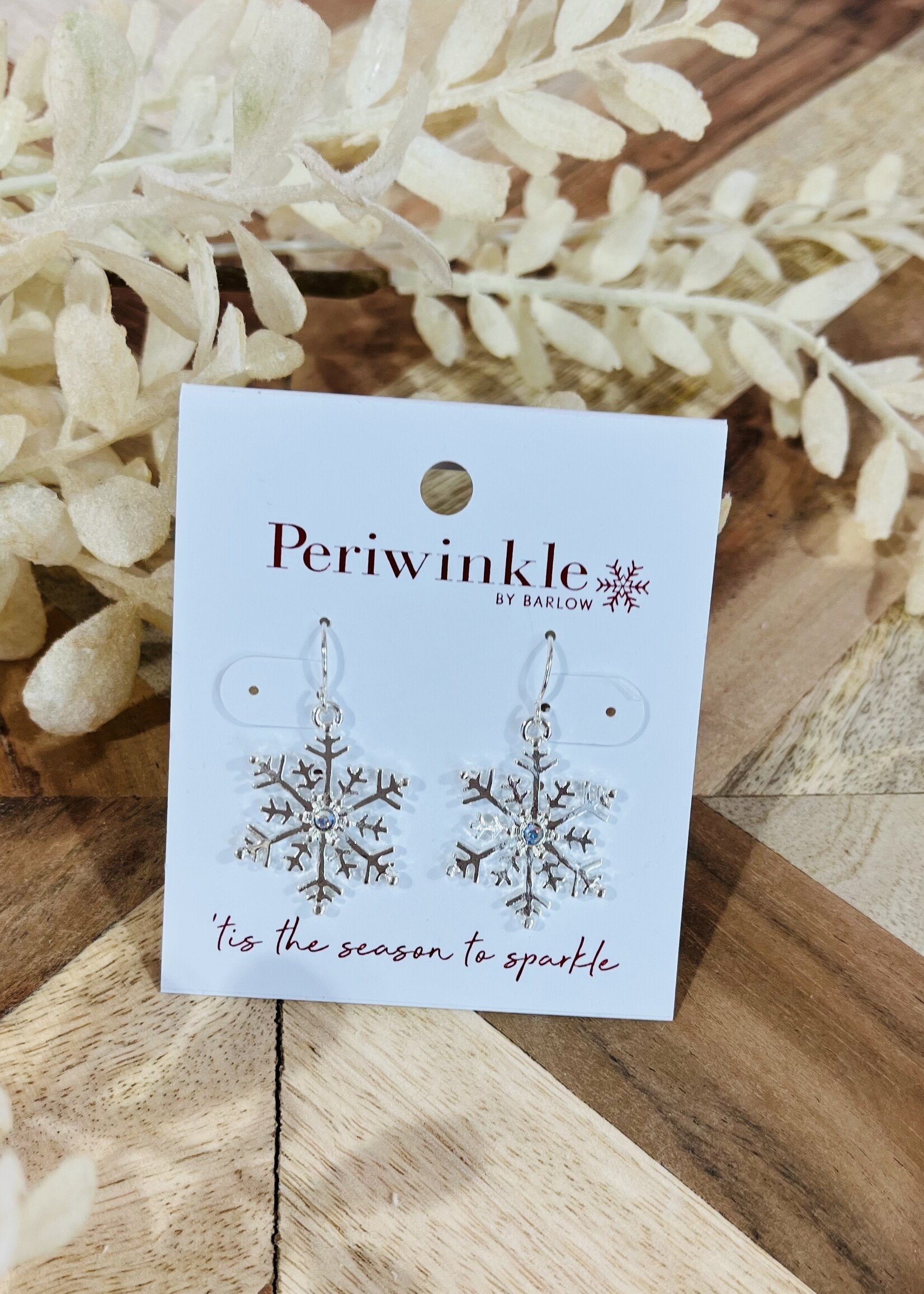 Periwinkle Silver Snowflake Earrings