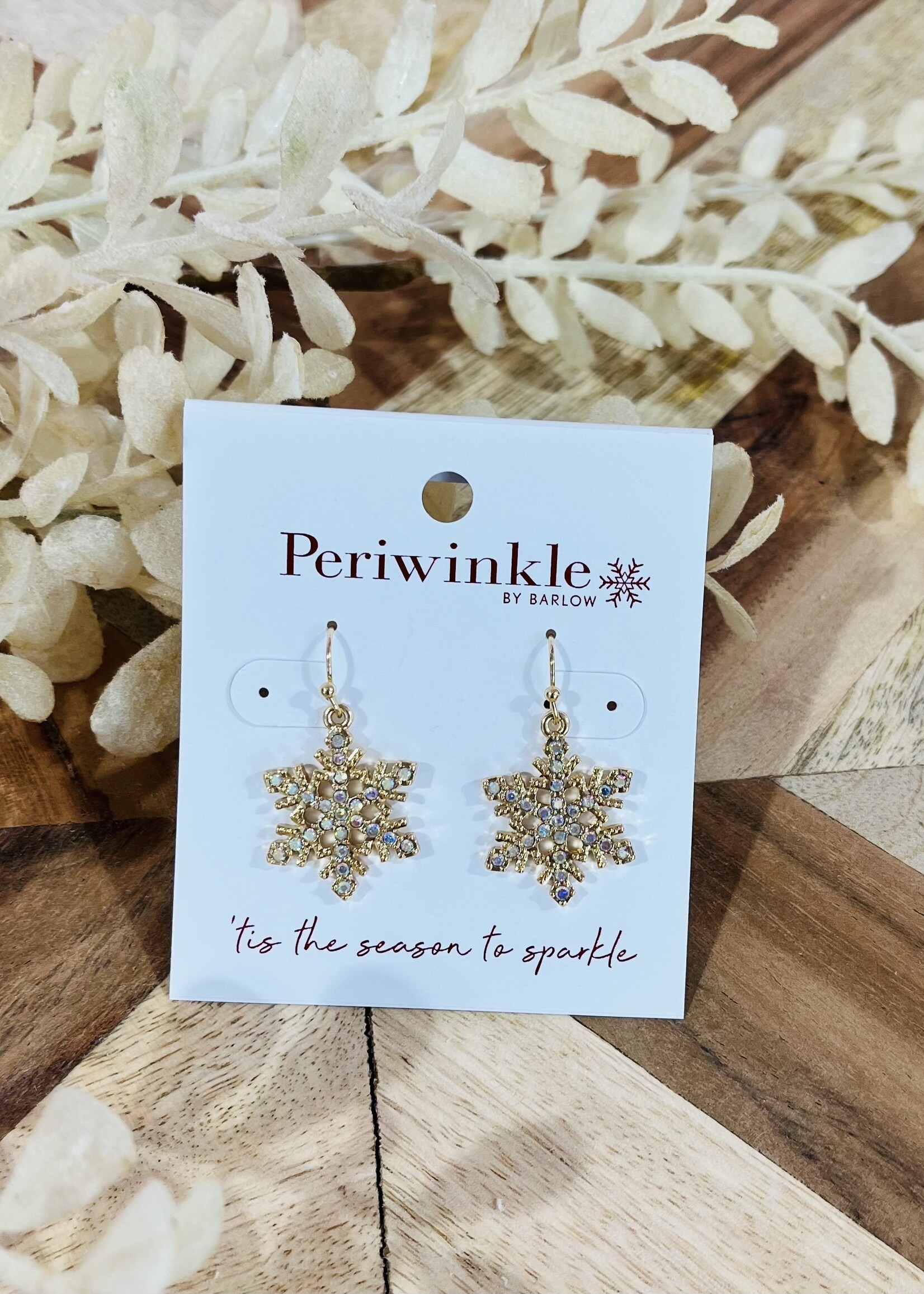 Periwinkle Gold Crystal Snowflake Earrings