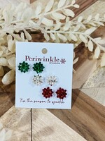 Periwinkle Holiday Bow Trip Stud Earrings