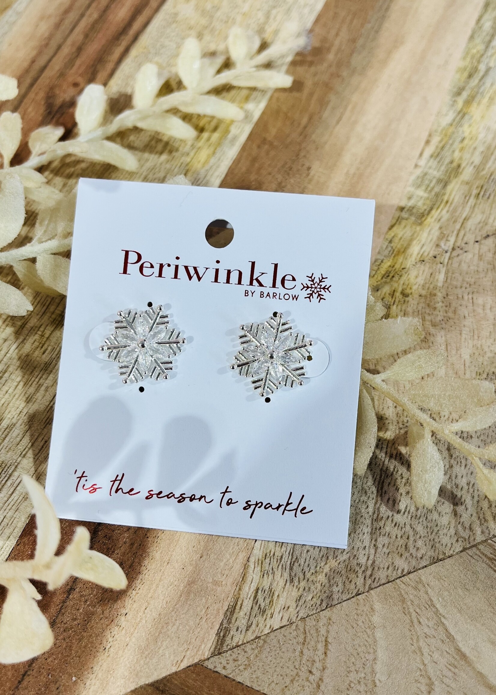 Periwinkle Silver Snowflake Stud Earrings