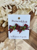 Periwinkle Plaid Bows with Holly Earrings