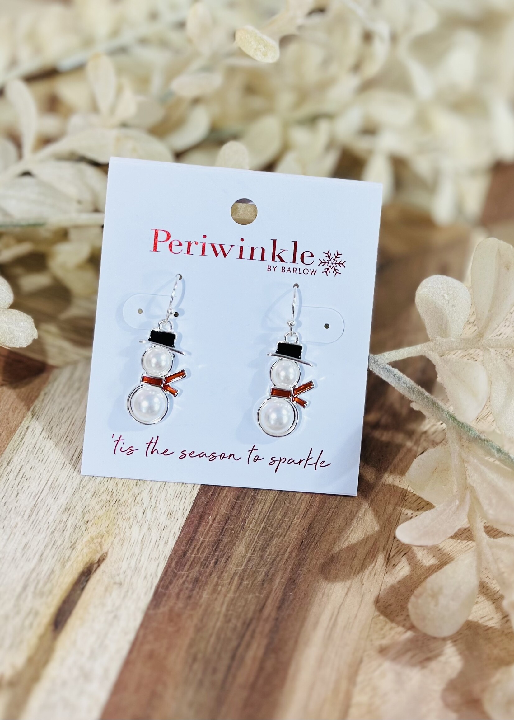 Periwinkle Pearl Snowman Earrings