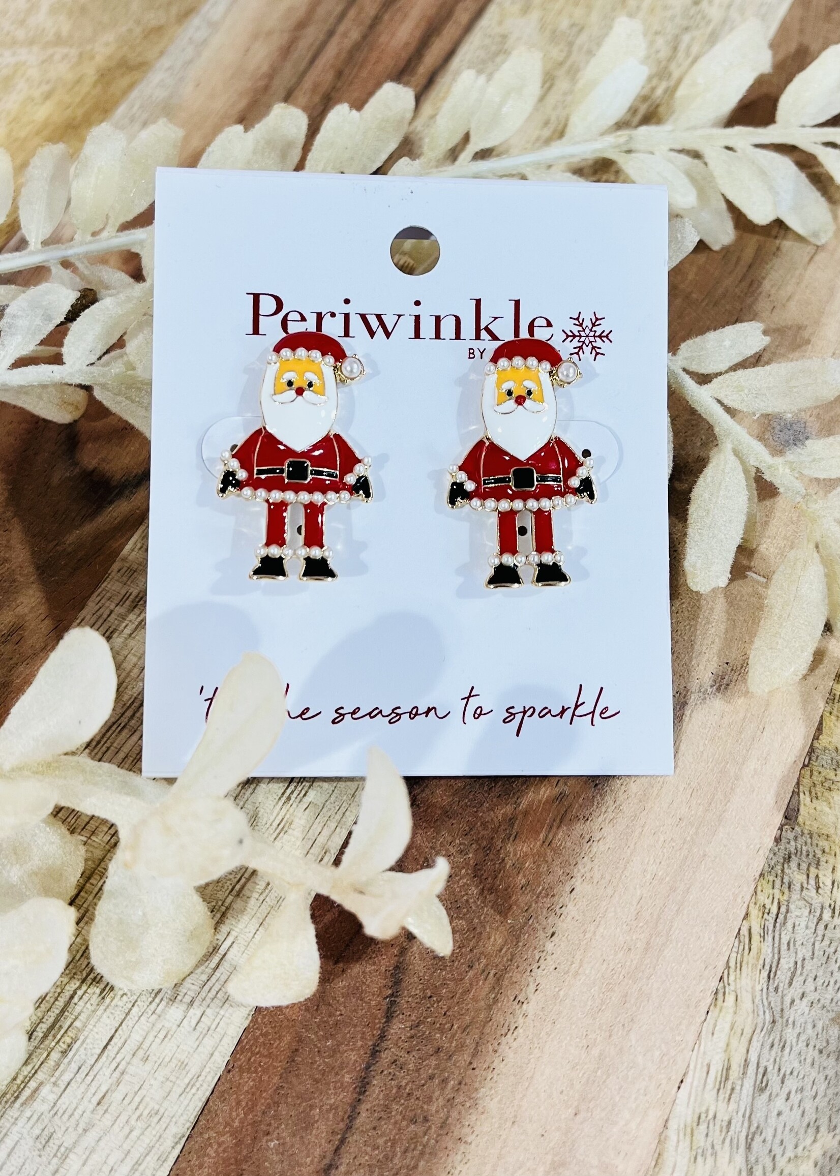 Periwinkle Jolly Santa Earrings