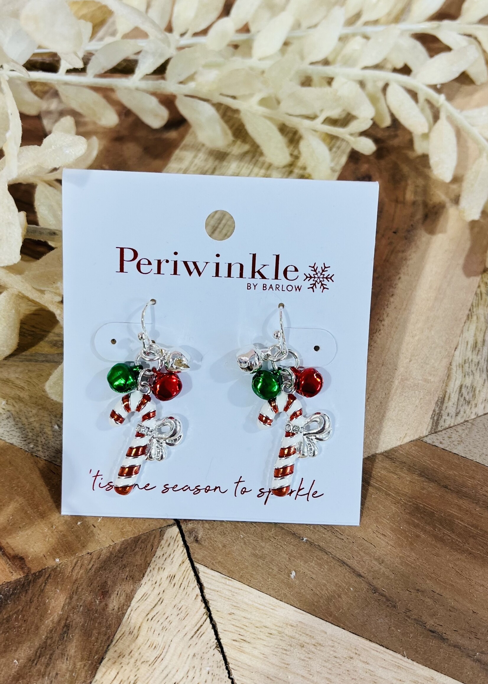 Periwinkle Jingle Candy Cane Earrings