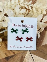 Periwinkle Glitter Bow Earring Set