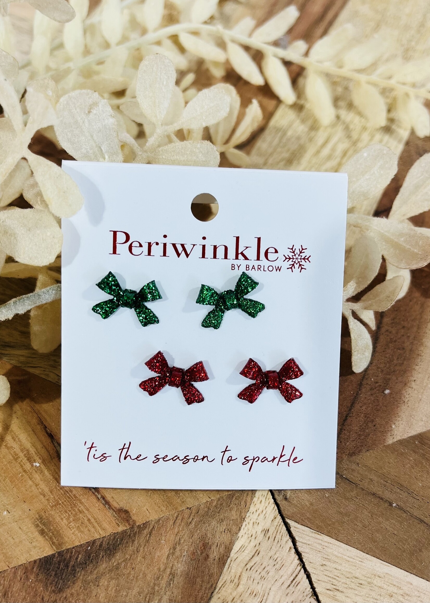 Periwinkle Glitter Bow Earring Set