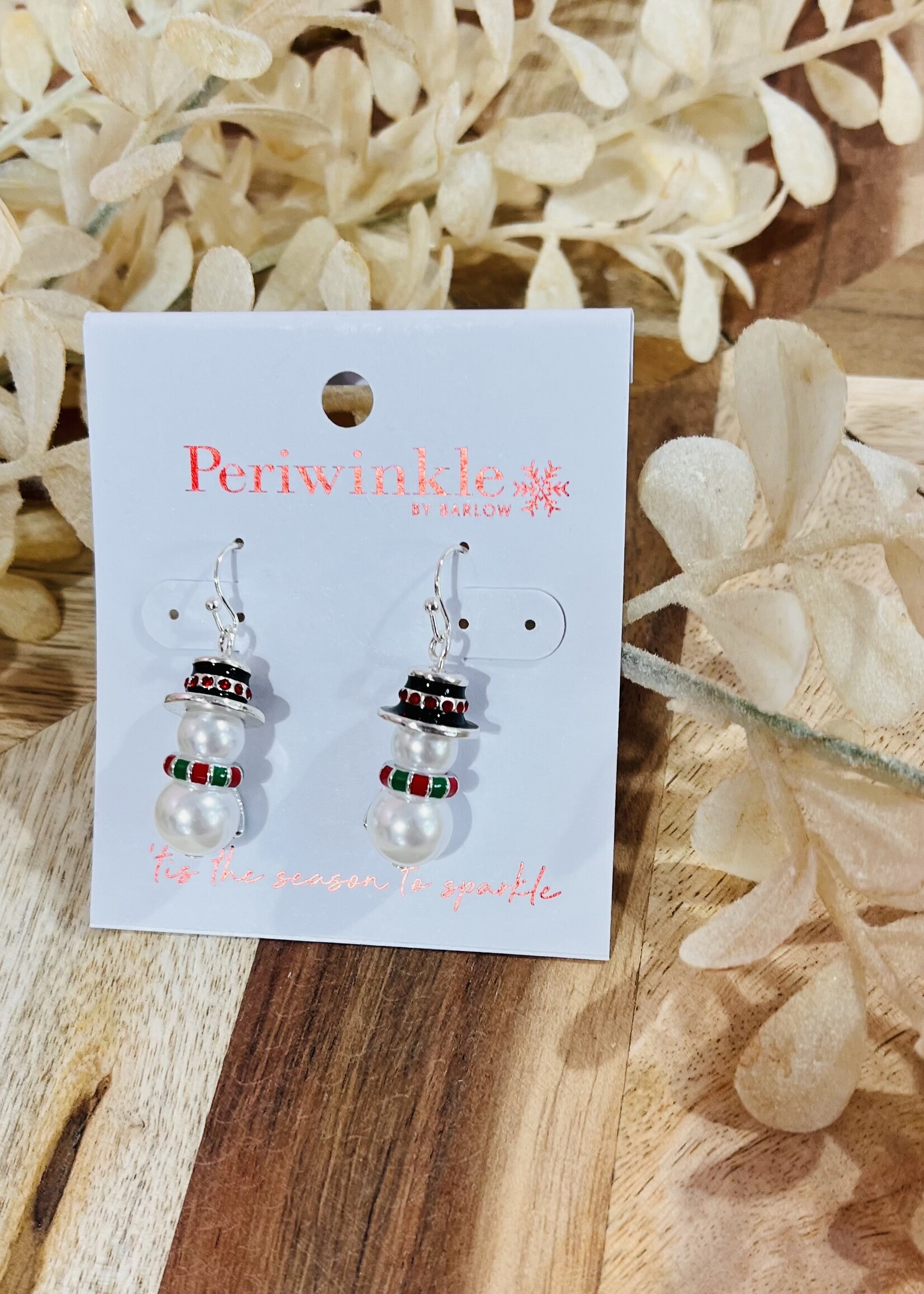 Periwinkle Snowman with Scarf Earrings