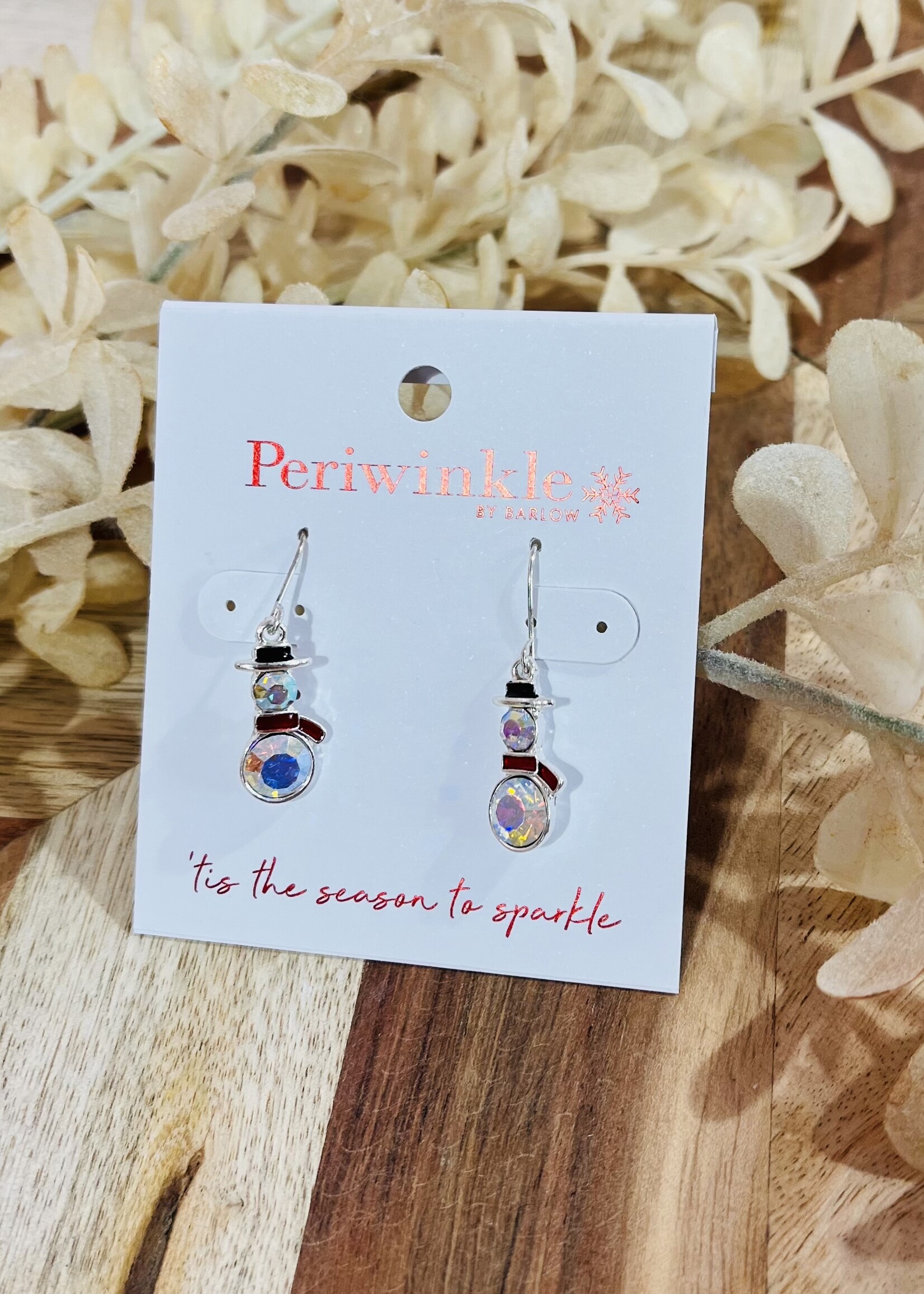 Periwinkle Crystal Snowman Earrings