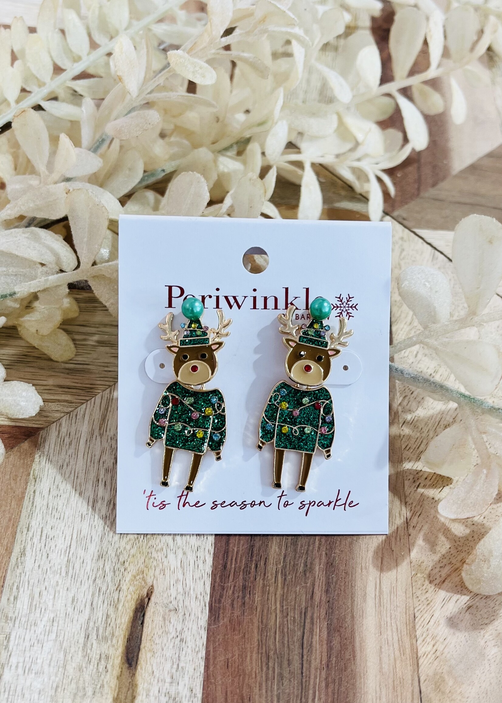 Periwinkle Ugly Sweater Rudolph Earrings
