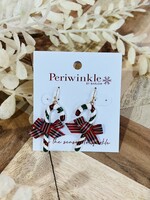 Periwinkle Candy Cane with Plaid Bows Earrings