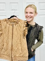 Katydid Quilted Ruffle Sleeve Vest