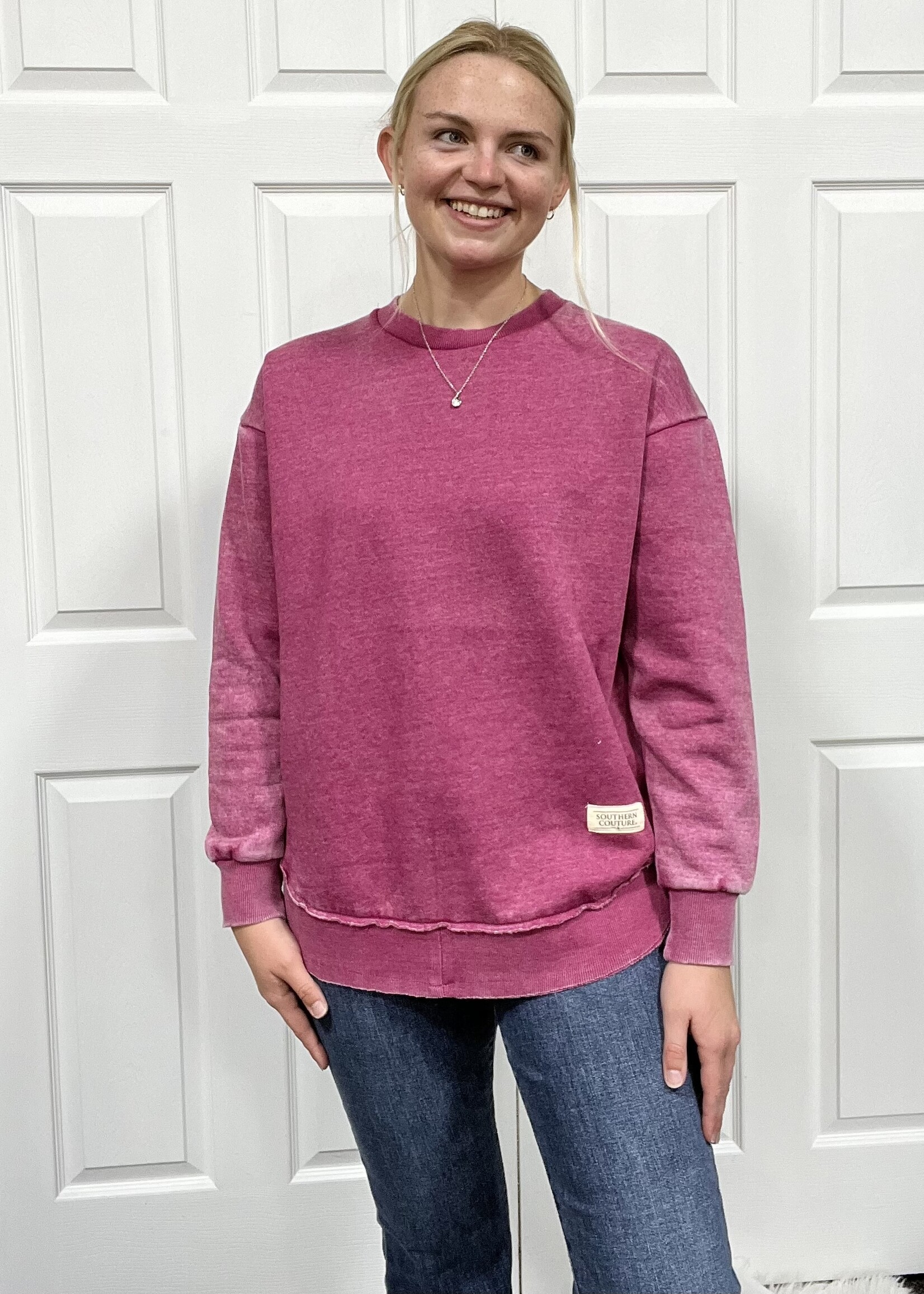 Southern Couture Comfy Round Here Pullover in Boysenberry