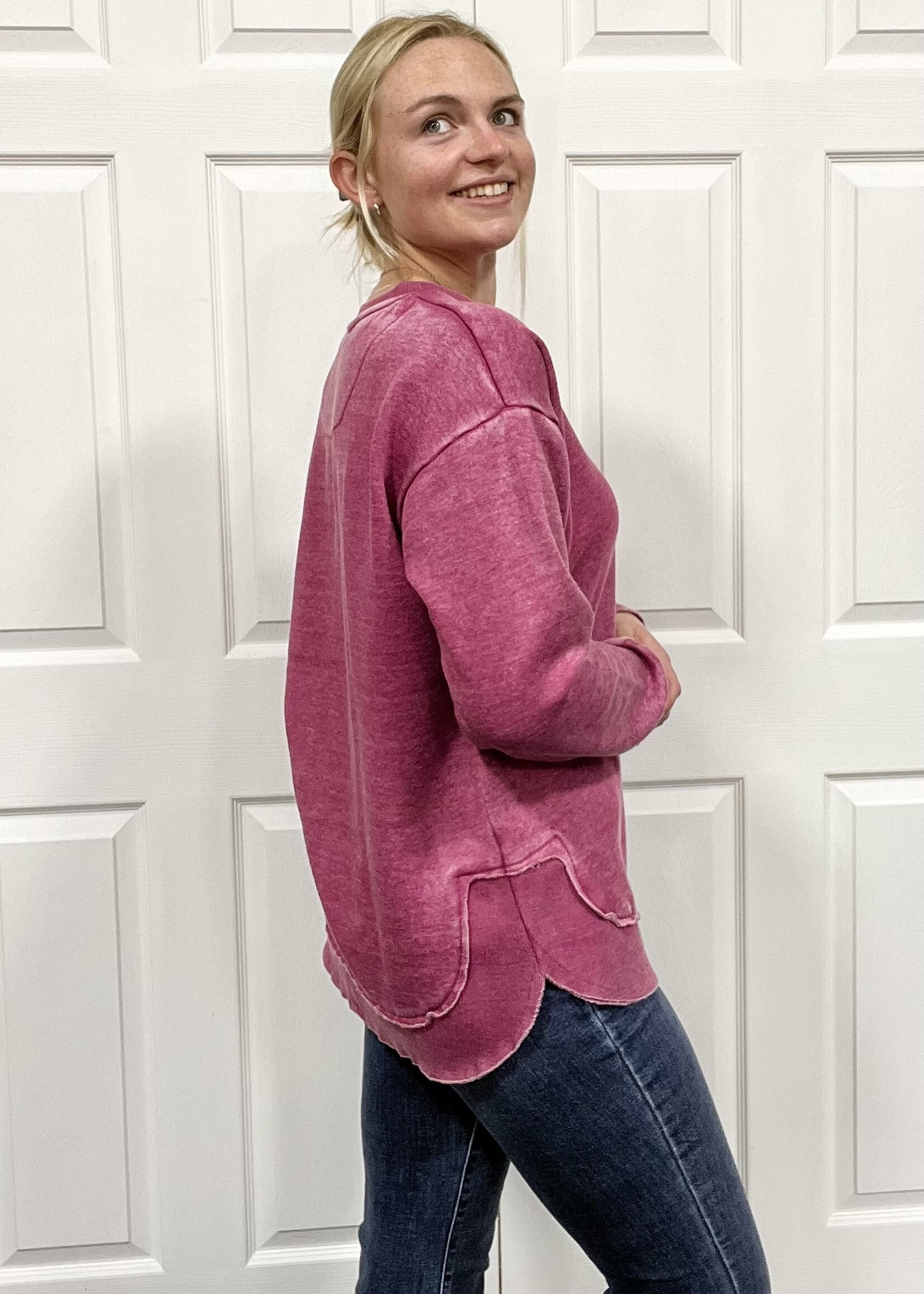 Southern Couture Comfy Round Here Pullover in Boysenberry